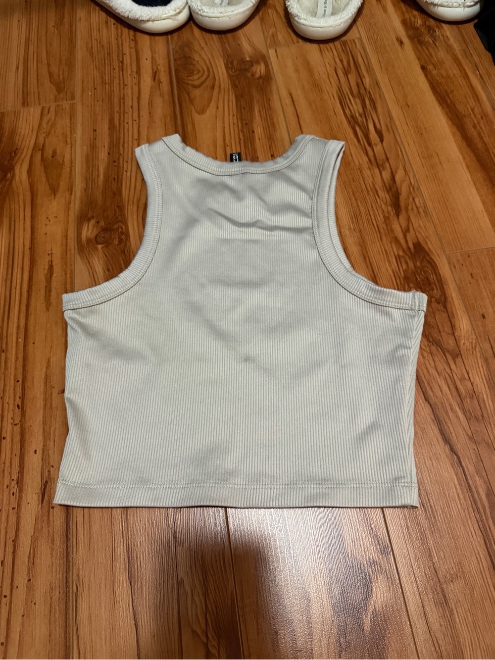 H&M Ribbed Racerback Crop Top - Beige - Picture 2 of 4